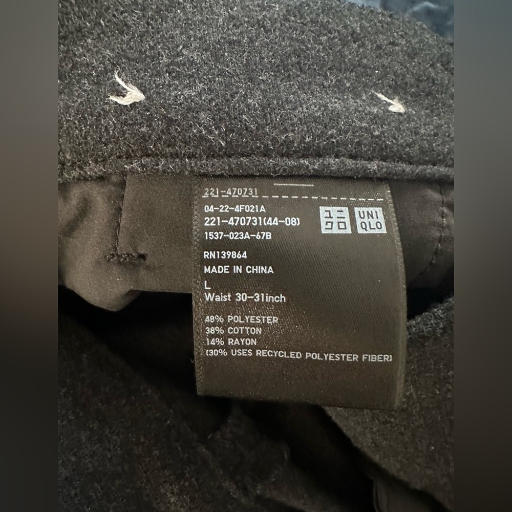 Uniqlo Wide Leg Charcoal Trousers in Size L - Picture 4 of 5
